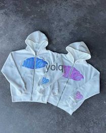 Sweats à capuche pour femmes Sweatshirts American Love Pattern Brodé à capuche Street Cloing Rétro Sweat à capuche pour hommes Harajuku Punk Goic Pulloveryolq