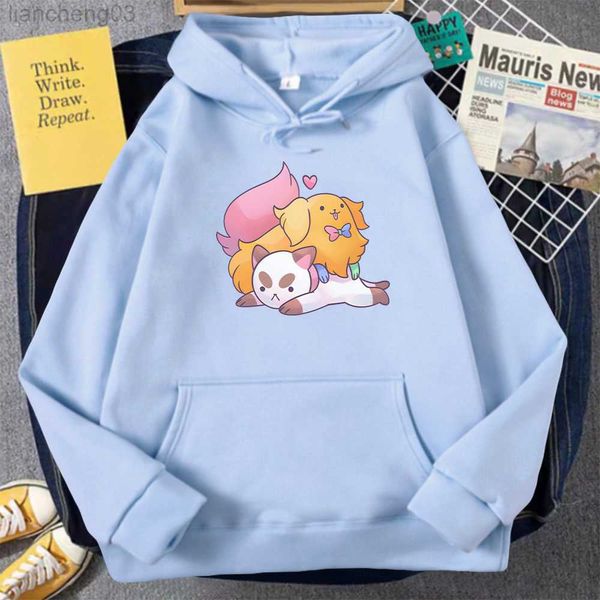 Sudaderas con capucha para mujer, sudaderas con capucha de Anime Bee And Puppycat, sudaderas con capucha de gato lindo para hombre/mujer, sudaderas con capucha Vintage, Sudaderas Harajuku, ropa femenina, ropa de manga larga W0306