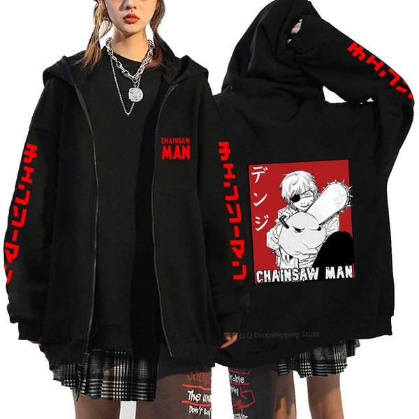 Sweats à capuche pour femmes Sweatshirts Anime Chainsaw Man Denji capuche Makima veste à glissière à manches longues vestes zippées polaire Streetwear sweat 230311