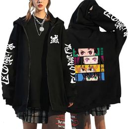 Dames Hoodies Sweatshirts Anime Hoodies Demon Slayer Sweatshirts met capuchon Ritsjacks Tanjiro Zenitsu Inosuke Grafisch Rits Casual Mode Street chic 231007