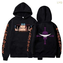 Sweats à capuche pour femmes Anime One Piece Hoodie D Ace Portgas Sweatshirts Cozy Tops Sudadera Felpa Moletom Sweat à capuche plus taille HARAJUKU