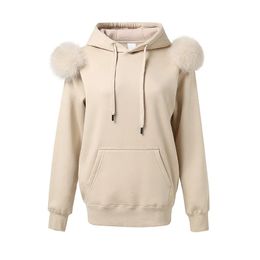 Dames Hoodies Sweatshirts Collectie Herfst Winter Hoodie Dames Fleece Trui Met Kap Echt Vossenbont Dame Jas Jassen S5185 231208