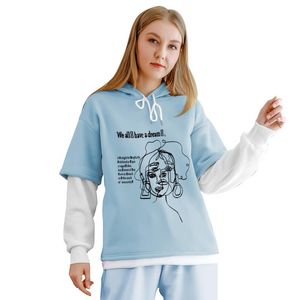 Sweats à capuche pour femmes Sweatshirts Art Style créatif Esthétique Harajuku Printemps Automne Bloc de couleur Ligne noire Graphique Manches longues PullsFemmes