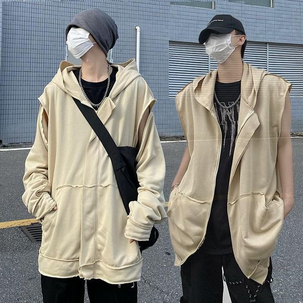 Sudaderas con capucha para mujeres sudaderas Autumn Man Pockets Diseño de manga desmontable Harajuku unisex Unisex Swip-Up Swip-Up