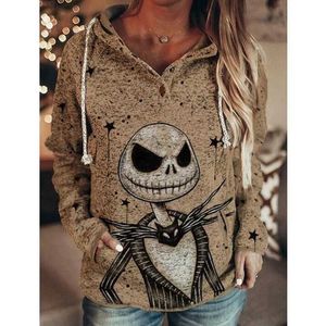 Hoodies voor dames sweatshirts herfst/winter 2022 grijze patroon print lange mouw pullover hoodie dames sweatshirt rugby hoodie t221020