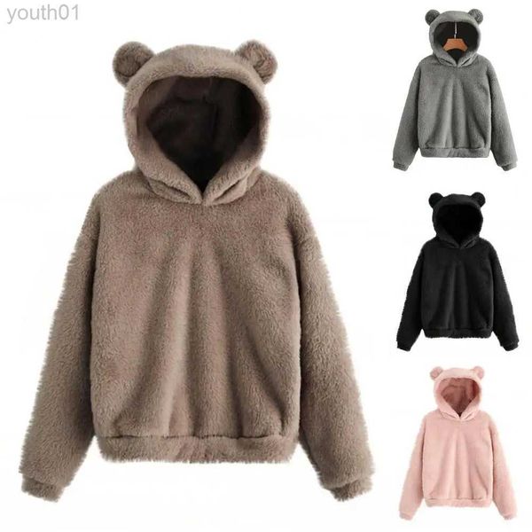 Sweats à capuche pour femmes Sweats à capuche automne hiver femmes sweats à capuche hiver femmes à manches longues lapin oreille capuche sweat mignon en peluche chaud décontracté à capuche hauts zln231111