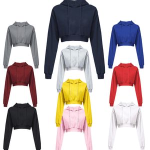 Dames hoodies sweatshirts herfst dames capuchon sweatshirt oversized casual vrouwelijke hoodies mode solide femme crop top lange mouw hoge taille meisje tops 230311