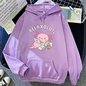 Sudaderas con capucha para mujer Sudaderas Axolotl Boba Té con leche Estilo coreano Ropa de mujer Sudadera Kawaii Sudadera con capucha con gráfico de dibujos animados vintage Sudaderas Harajuku 231009