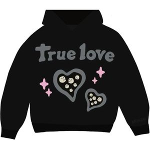 Sweats à capuche de femmes Sweatshirts Black Love Foam Print Y2K Vêtements Couple Tops Sweatshirt Harajuku Goth Streetwear Grunge Clothing Oversadiaste