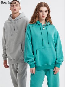 Sweats à capuche pour femmes Sweatshirts Bornladies Couple Hoodies Ensembles Hiver Épaissir Polaire Femmes Coton Sweat À Capuche Surdimensionné Femme Pulls Chauds Veste 230222