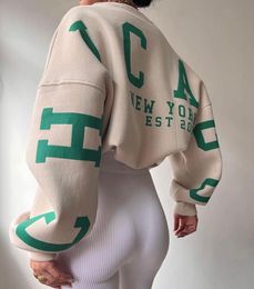 Sweats à capuche pour femmes Sweats Casual Lettres Imprimer Sweat Femmes Mode Polaire À Manches Longues Lâche Y2k Streetwear Automne Hiver Lady Pulls 230206