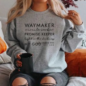 Dames Hoodies Sweatshirts Christelijk Sweatshirt Waymaker Kleding Religieuze Geschenken Dames Crewneck Faith Hoodie Bijbelvers Pullover Top YQ230928