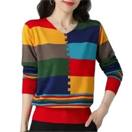 Dames s hoodies sweatshirts klaring ophalen lekken buitenlandse handel vrouwen lange mouwen kleurblokkering dunne pullover trui vrouwelijke brei los top 230821