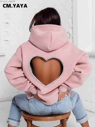 Sweatshirts met capuchon voor dames CM. YAYA Mode vrouwen Diamond Splice Sweet Love Cut Cardiff Lange Mouwen Dikke Super Fijne Rits Hooded Sweatshirt Z230726