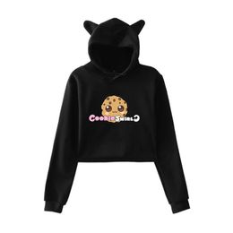Sweats à capuche pour femmes Sweatshirts CookieSwirlC Premium Logo Pullover Hoodie Merch For Girls Cat Ear Crop Top YouthWomen's