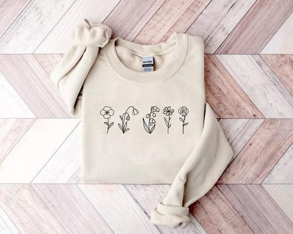 Sweats à capuche pour femmes Sweats personnalisés Mois de naissance Sweat à fleurs Cadeau de fête des mères Personnalisé pour maman Top à manches longues pour femmes