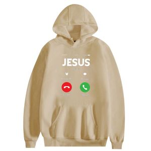 Women's Hoodies Sweatshirts aangepaste naam Hooded trui grappige Jezus Calling Accept Decline Interessant Design Gedrukte katoen vrouwen lange mouwen streetwear 221124