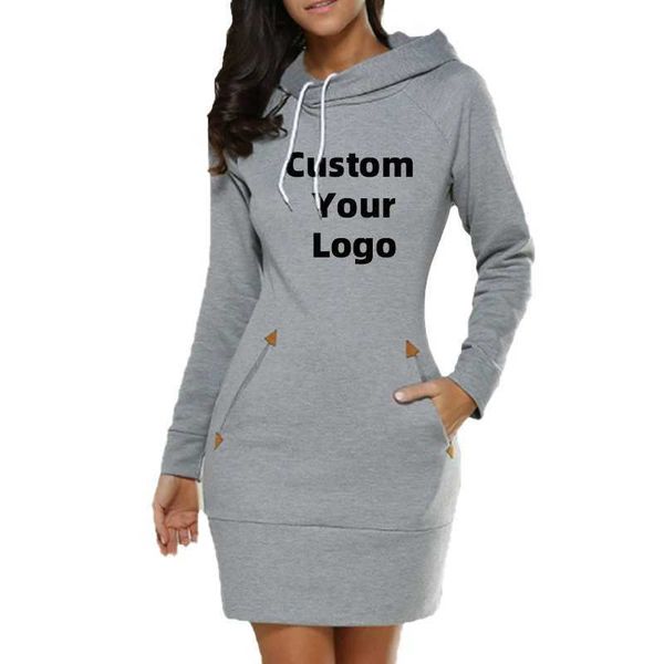 Sudaderas con capucha para mujer Sudaderas PERSONALIZADAS Vestido con capucha para mujer Sudadera Vestido con capucha Otoño Algodón Manga larga Vestido con capucha con bolsillo delgado S-3XL 240401