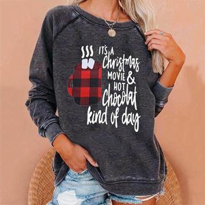 Sweat à capuche femme sweats mignon Harajuku dames Casua 2021 noël imprimé à manches longues hauts pulls col rond Couples correspondant