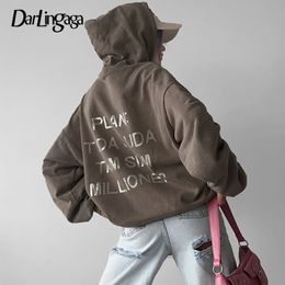 Sweats à capuche pour femmes Sweatshirts Darlingaga Streetwear surdimensionné automne femme lettre imprimée décontracté polaire pull mode vêtements à capuche 231025