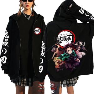 Dames Hoodies Sweatshirts Demon Slayer Rits Sweatshirts Hoodie met rits Anime Hoodies Unisex Hip Hop Streetwear Nezuko Kamado Grafisch Y2K Kleding Pullover 230818