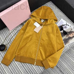 Sweats à capuche pour femmes Sweatshirts Designer 2024 Début du printemps Nouveau Nanyou Gaoding Miu Casual Lettre Autocollant Broderie Décoration Corduroy Zipper Sweat à capuche PT6H