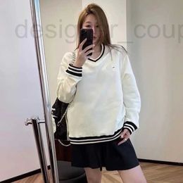 Damen Hoodies Sweatshirts Designer Luxus Nanyou High Edition Pullover 2023 Herbst Lazy Style Lose Slim Gestreiftes V-Ausschnitt Top Frauen 4KUD