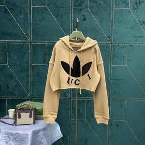 Dameshoodies Sweatshirts designer dameshoodie met capuchon mode Prefall letters tij massaal print clash kleur kort gewas katoen lange mouw vrouw 5WWR