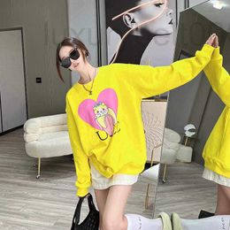 Sweat-shirts à capuche pour femmes, pull de styliste en forme de cœur, chat banane jaune, automne hiver, recommandé street 7WX7