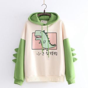 Sweats à capuche pour femmes Sweatshirts Dinosaure surdimensionné Sweat à capuche de dessin animé Femmes Mode Casual Imprimer Style coréen Épaissir Hiver Dino Sweat à capuche Tops 221208