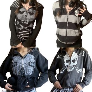 Sweats à capuche pour femmes Sweatshirts E-girl Gothic Mall Goth Zip Up Hoodies Y2K Esthétique Grunge Rétro Sweatshirts Vintage Graphic Patch Coat Automne Streetwear 230911