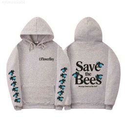 Hoodies voor dames sweatshirts Europa en Amerika Save Bees Heren Hooded Pullover Street Trend plus Velvet lange mouw shirt