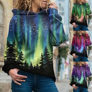 Sweats à capuche pour femmes Sweat-shirts européens et américains automne hiver à manches longues à capuche arbre de Noël imprimé street hipster pull femmes