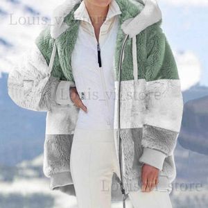 Sweats à capuche féminine Sweatshirts explosifs européens et américains 2022 automne et hiver chaud Chaîne patchwork de poche à capuche veste lâche femme T240222