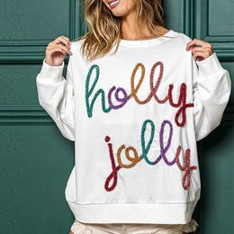 Dames Hoodies Sweatshirts Herfst Winter Kleding Mode Casual JOLLY Brief Kerst Sweatshirt Vrouwelijke Losse Lange Mouw Trui Tops 231127