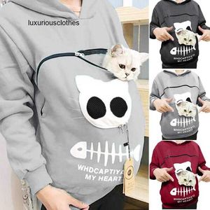 Sudaderas con capucha para mujer Sudaderas Moda Amantes de los gatos Sudadera con capucha Canguro Perro Mascota Dropshipping Jerséis Bolsa para abrazar Sudadera Bolsillo Oreja de animal Chándales con capucha