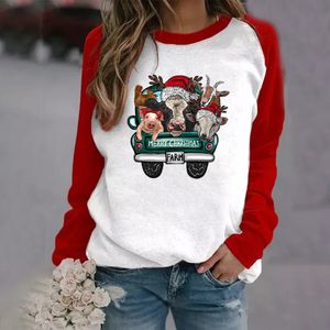 Sweats à capuche pour femmes Sweatshirts Mode Graphique Pulls Noël Colorblock Manches longues Casual Femmes Pull Vintage Street Sweatshirt Loose Tops 221124