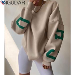 Dames Hoodies Sweatshirts Mode Letterprint Sweatshirt 2023 Herfst Winter Lange mouw Trui Casual O-hals Losse Hoodie Tops Street chic y2k 230817