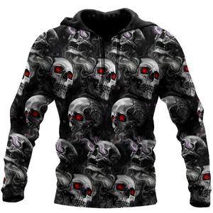 Sudaderas con capucha para mujer, sudaderas con estampado 3D de calavera de ojo rojo a la moda, sudadera con cremallera de otoño para hombre, sudadera informal Unisex Street Haraj