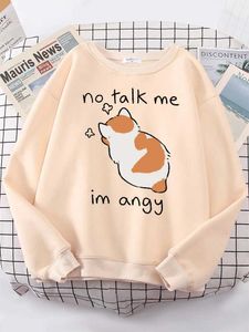 Sweats à capuche pour femmes Sweatshirts Femme Sweatshirts No Talk Me Mignon Angy Cat Imprimer Top Femmes Harajuku Oversize Manches Longues Kawaii Animal 2022 New Lady Sweatshirt 240401