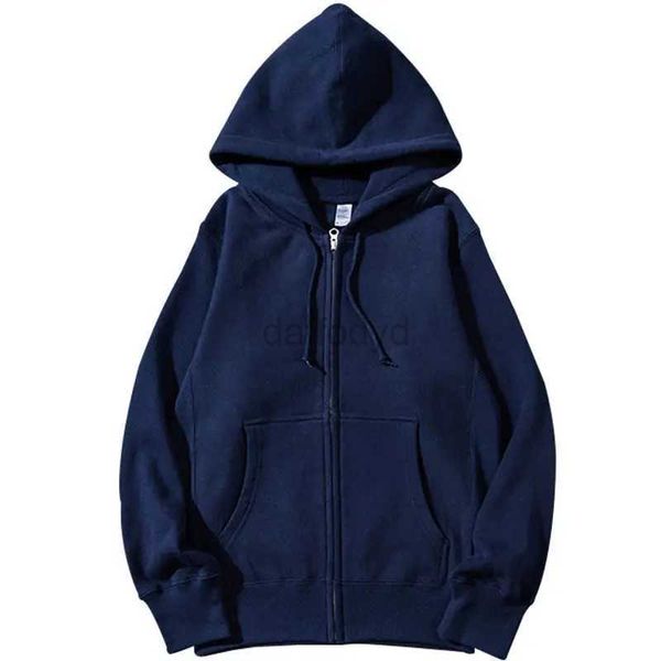 Sudaderas con capucha para mujer Sudaderas con capucha de buena calidad Sudadera con capucha para mujer Azul marino Algodón Ropa de calle informal Suelta Primavera Otoño Chaqueta con capucha de color sólido 24328