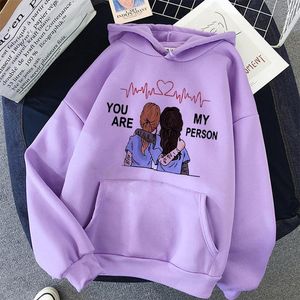 Sweats à capuche pour femmes Sweatshirts Greys Anatomy Sweatshirt Femmes/hommes You Are My Person Unisexe Style coréen Harajuku Esthétique Anime Hoody Femme