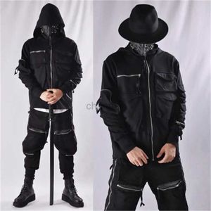 Sweats à capuche pour femmes Guochao Dark Ninja Vêtements à sweat à sweat fonctionnel multi-poche pour hommes lâches veste à sweat tactique 240413