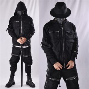 Dames Hoodies Sweatshirts Guochao Dark Ninja kleding multi-pocket functionele Hoodie mannen losse rits jas tactische hoodie 230720