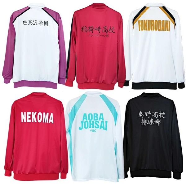 Sudaderas con capucha para mujer Haikyuu Karasuno Nekoma Fukurodani Aoba Johsai Shiratorizawa Sudadera con capucha Chaqueta Abrigo Cosplay Disfraz Hombres Mujeres Jers