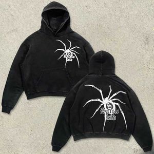 Sweats à capuche féminine Sweatshirts Harajuku Spider Fashion Fashion Hoodies Femmes American Retro Street For Men Y2K TOPS Goth Streetwear surdimension