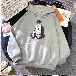 Sudaderas con capucha para mujer Harajuku Mujeres Jujutsu Kaisen Anime Print Unisex Pullover Sudadera Cute Dog And Fushiguro Megumi HoodyWomen'