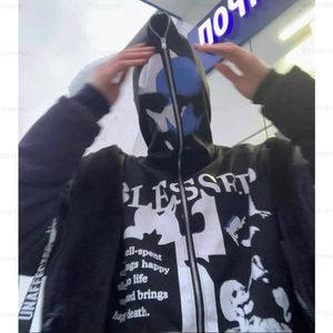 Dames hoodies sweatshirts hiphop skelet grafische print goth hoodie Harajuku punk rits omhoog oversized jas y2k man jas mannen topswomen's
