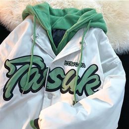 Sweats à capuche pour femmes Sweats à capuche uniforme de baseball beau style rétro Harajuku veste printemps et automne étudiant couple pull vêtements hoodies femmes 220928