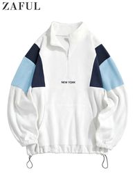 Dames Hoodies Sweatshirts Hoodie voor Heren Pluizig Polar Fleece York Borduursel Coltrui Kleurenblok Rits Sweats 231020